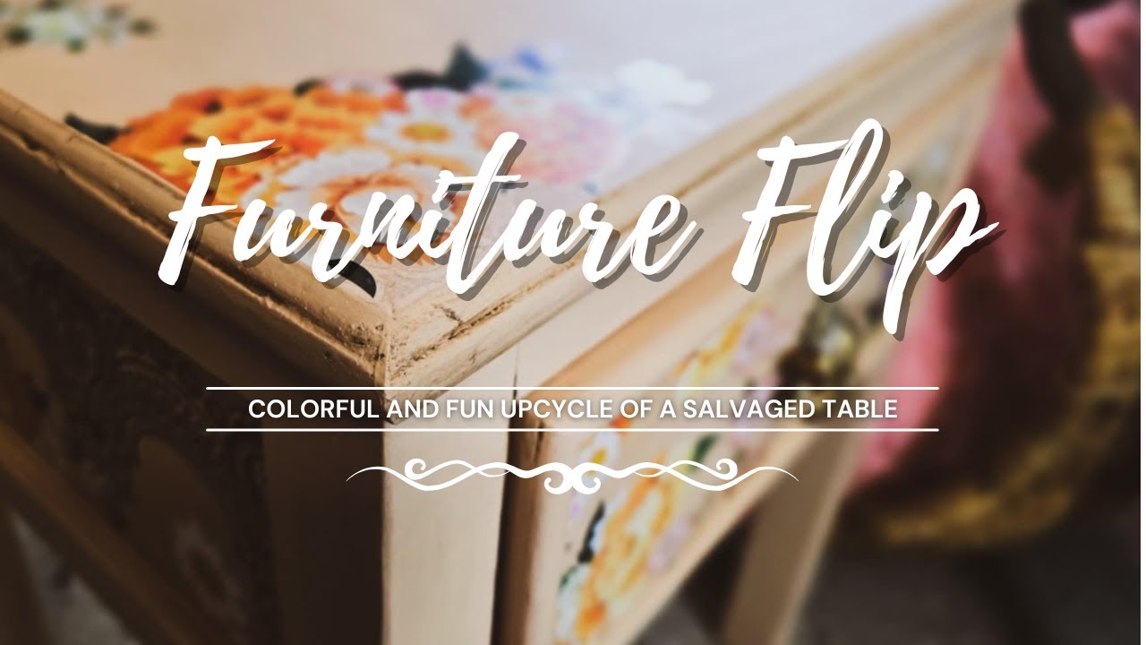 Furniture Flip • Salvaged Side Table • Colorful Table Makeover