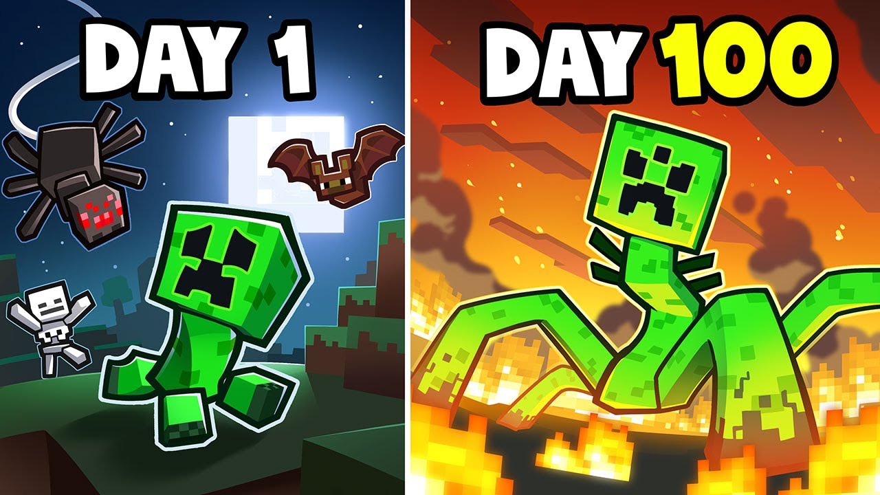 I Survived 100 DAYS as a MUTANT CREEPER!