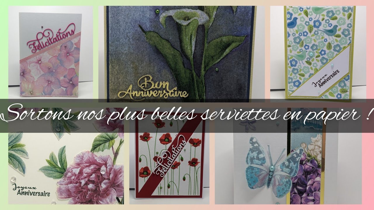💐Tuto - Le serviettage en Carterie sans colle - 2 jolis effets... + Une carte ensemble❇️💐