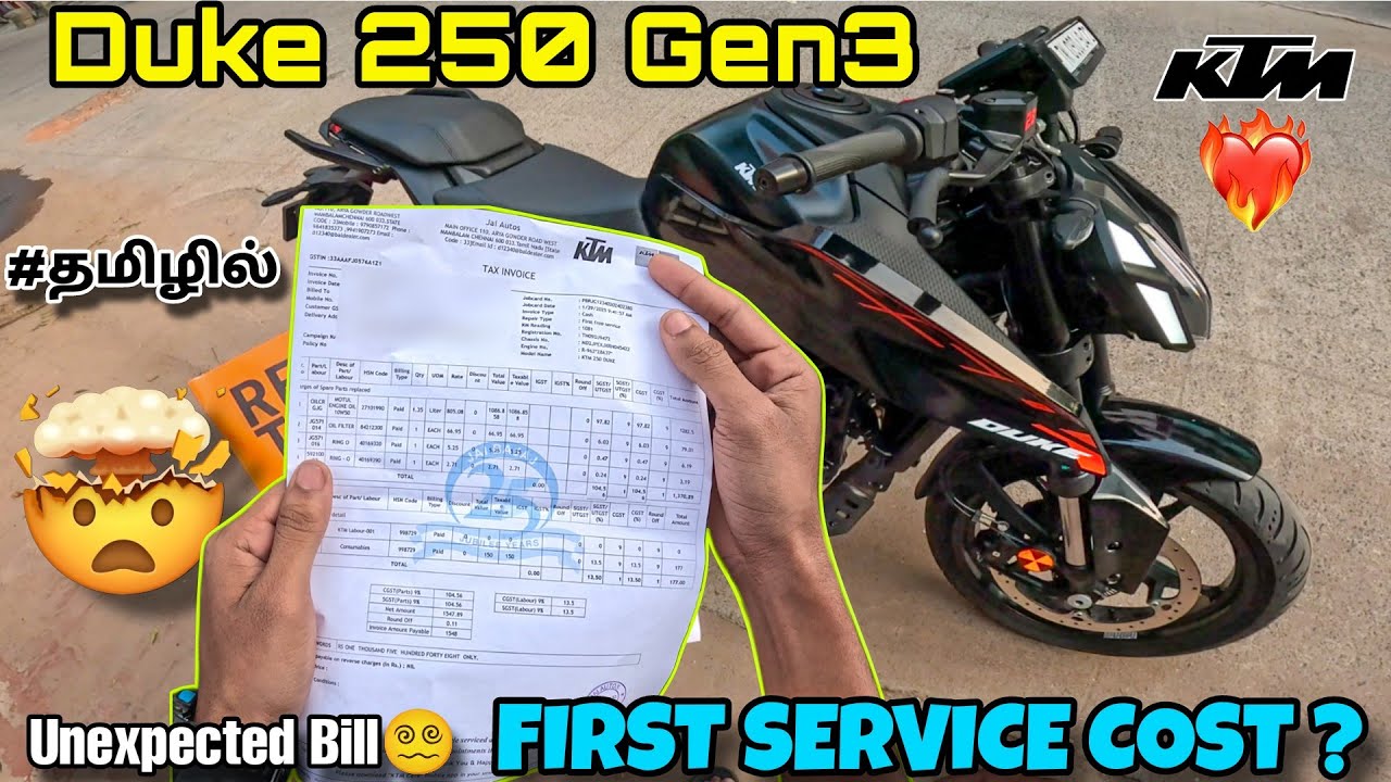 KTM Duke 250 Gen3 Ebony Black❤️‍🔥 | First Service Done🏍️🔧 | Service Cost😱💸