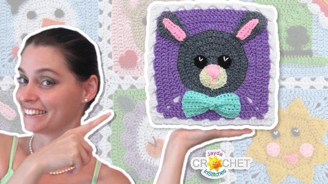 Bunny Rabbit Square - April Fancy Granny Calendar Blanket - Crochet Pattern
