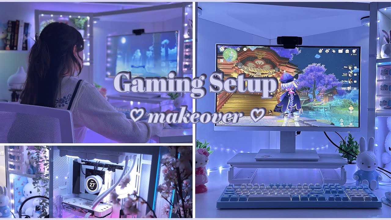white minimalist desk setup makeover ♡ (cute and cozy aesthetic style)