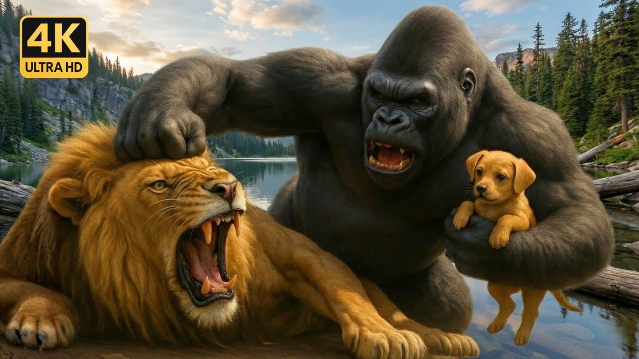 KING KONG vs LION KING – Epic Battle: Kong Saves Puppy From the Lion King | King Kong Movie