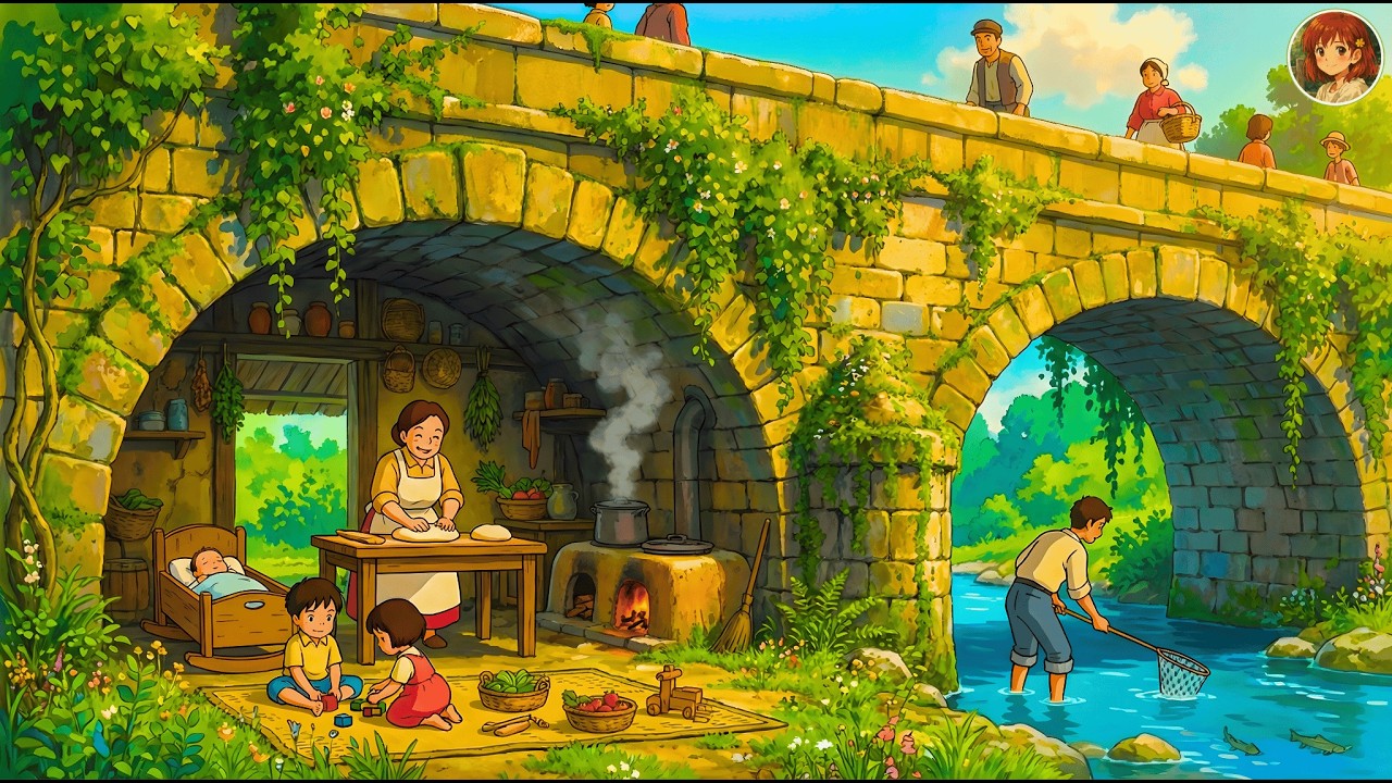 Peaceful Days Under the Old Bridge: A Simple Happy Life | Ghibli-Style Video