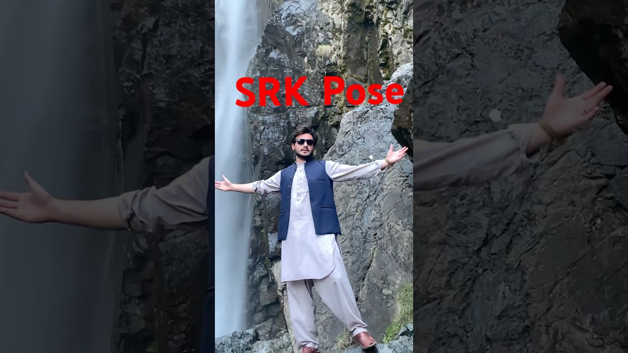 Jarogo waterfall and Srk pose #swat #srkpose #travel #jarogowaterfall #izharkhanofficial #shorts