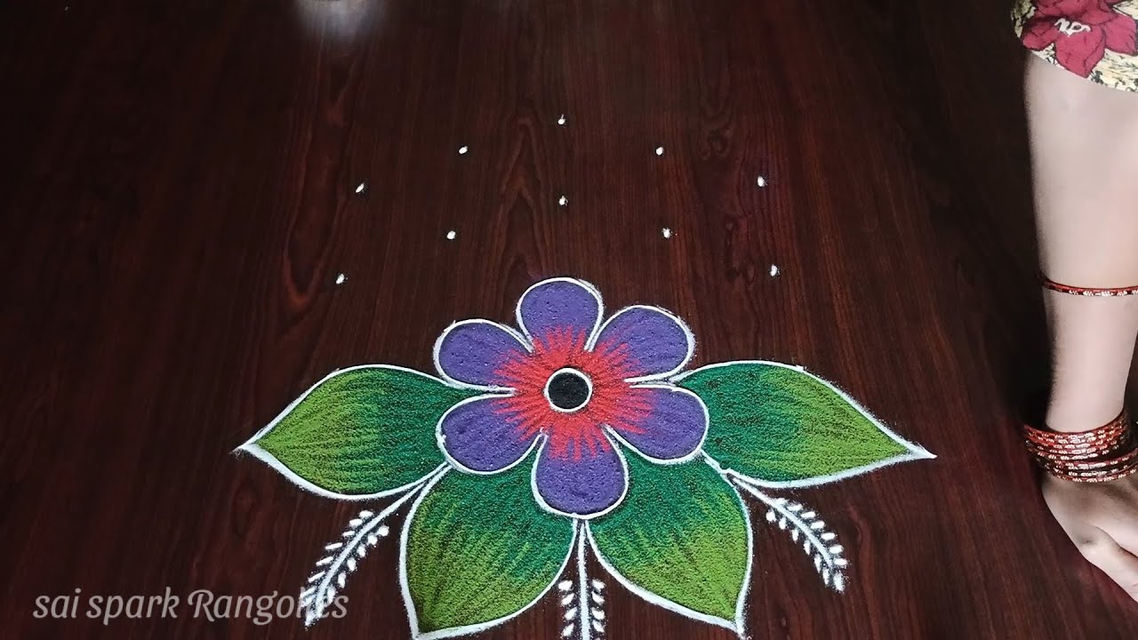 small kolangal (5*3) dots | simple rangoli | easy rangoli | latest kolangal @saisparkrangolies