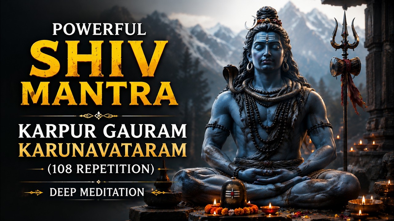 Shiv Dhyan Mantra for Peace & Protection | Karpur Gauram Karunavataram 108