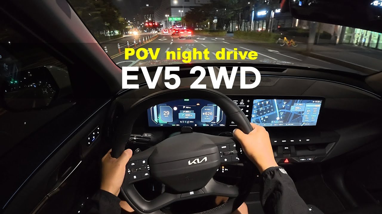 2026 KIA EV5 long-range 2WD POV night drive