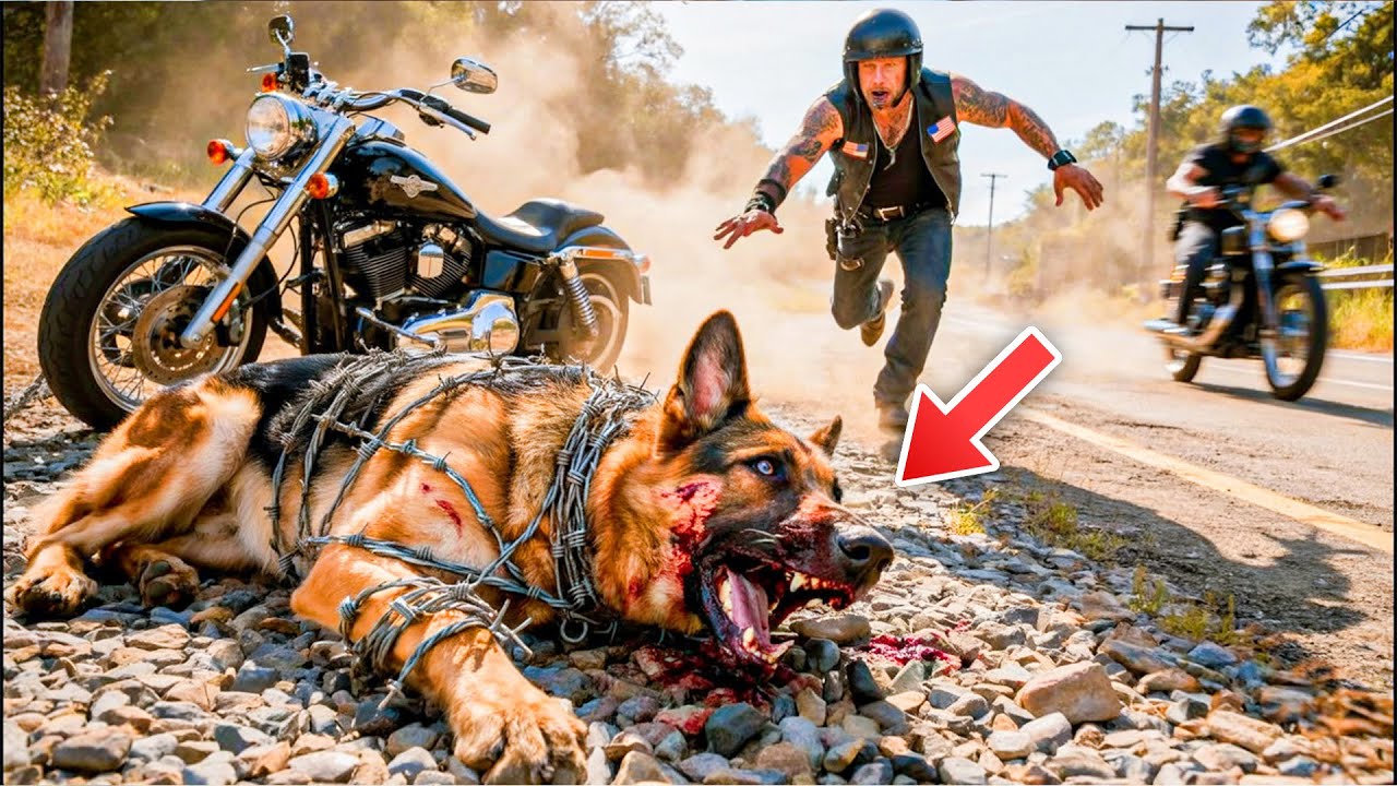 K9 verfing sich im Stacheldraht und schrie vor Schmerz – Biker griffen ein und schockierten alle