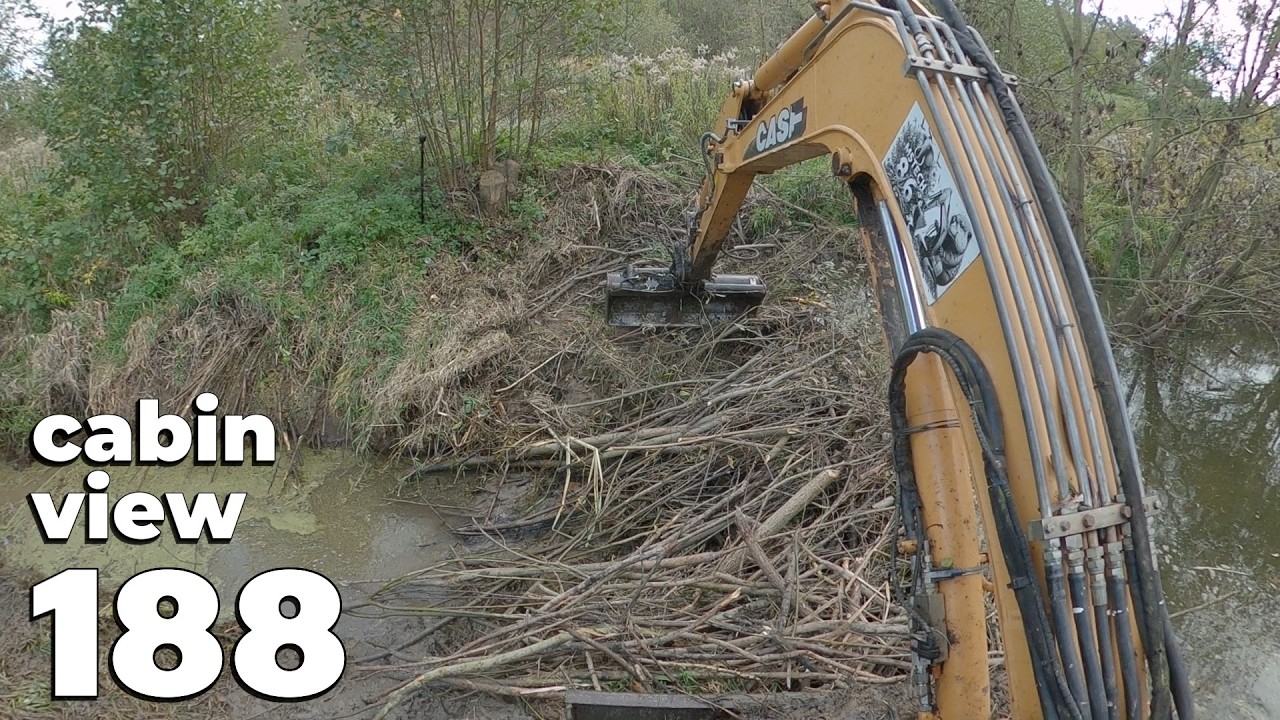 Beaver Dam Removal With Excavator No.188 - Cabin View - The Beavers Made A Hole In The Pond