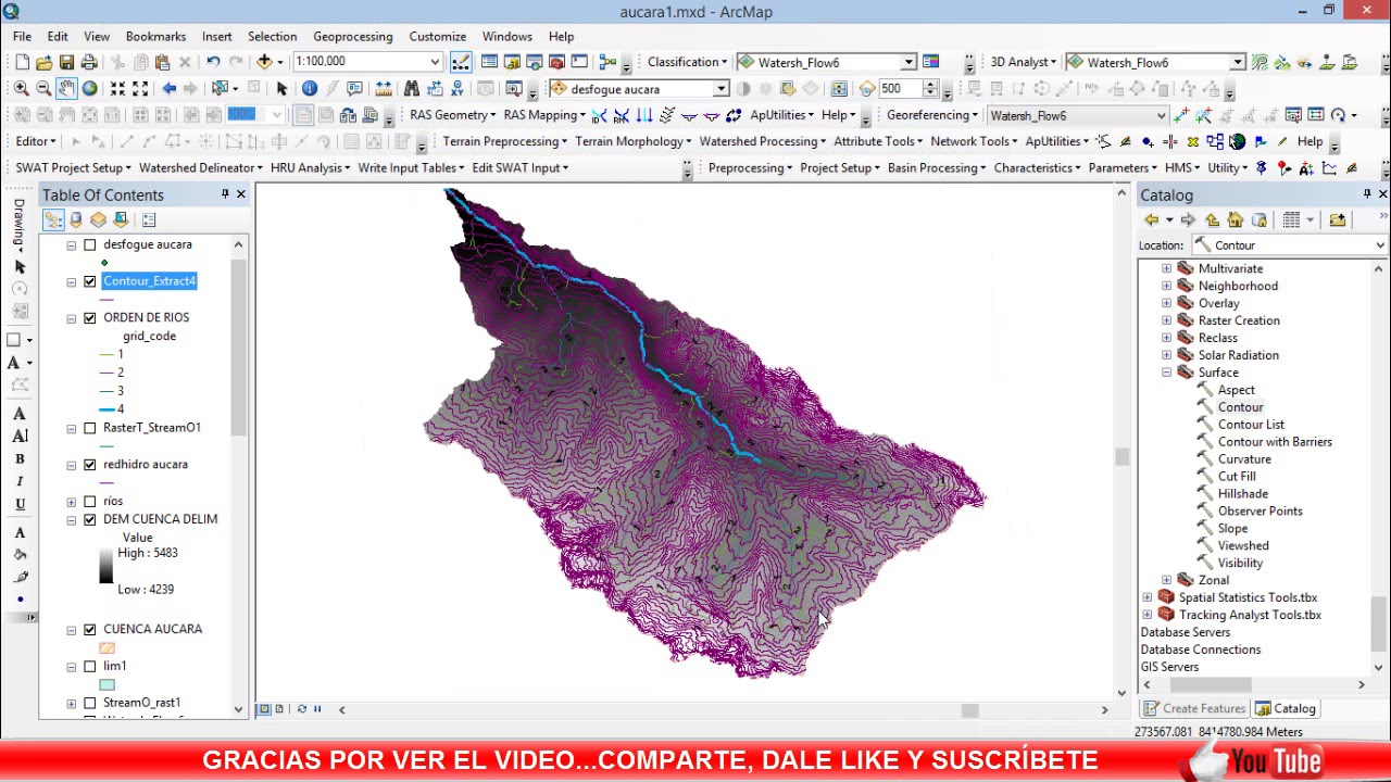 PARTE 2-Orden de Ríos, Áreas parciales ArcGIS (PARÁMETROS GEOMORFOLÓGICOS DE UNA CUENCA)