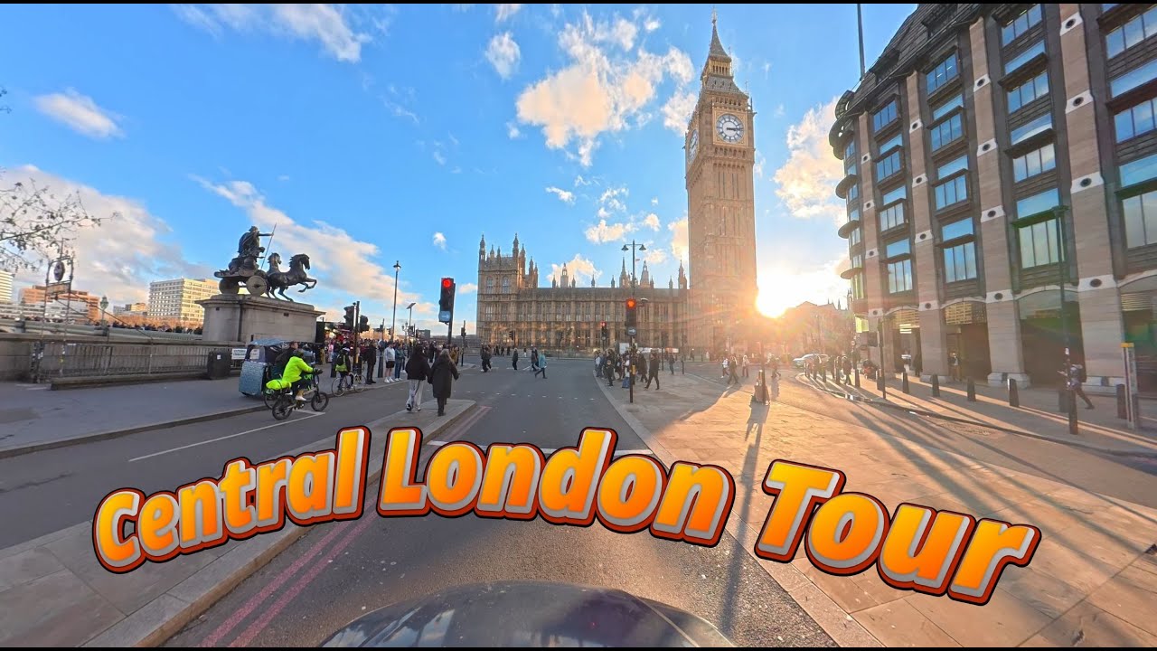 Iconic Buildings of Central London City During Car Tour