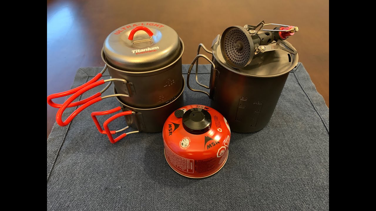 Evernew Ti Solo Pot Set and Snow Peak Ti Trek 700