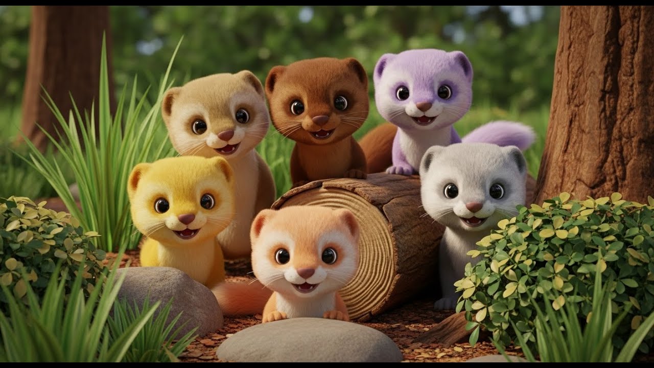 Cinco Doninhas Pequeninas Peek Peek Peek | Música de Animais e Contagem