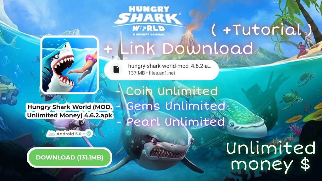 Download Hungry Shark World Cheat Unlimited | Tutorial Memasang Mod (+ Link Download)