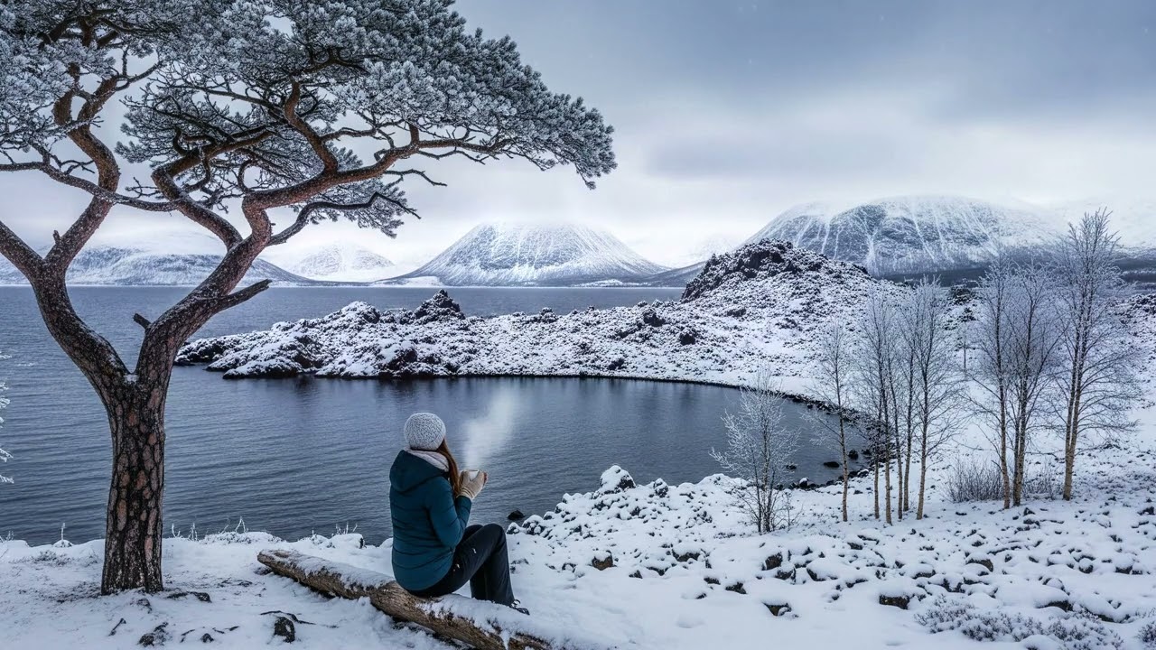 15 Minute - Serenity by the Volcanic Lakeside: A Winter Escape - Winter Meditation