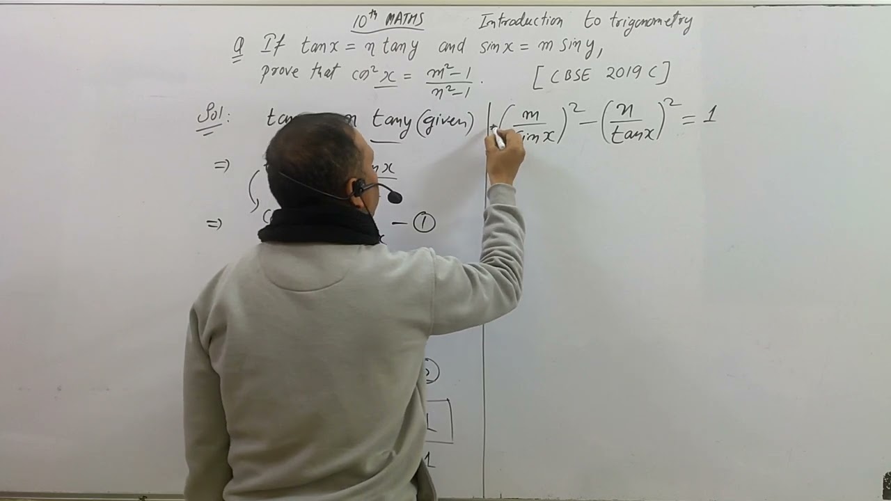 If tanx = n tany and sin x = m siny, prove that cos²x = m²-1/n²-1. 10th imp question  trigonometry.
