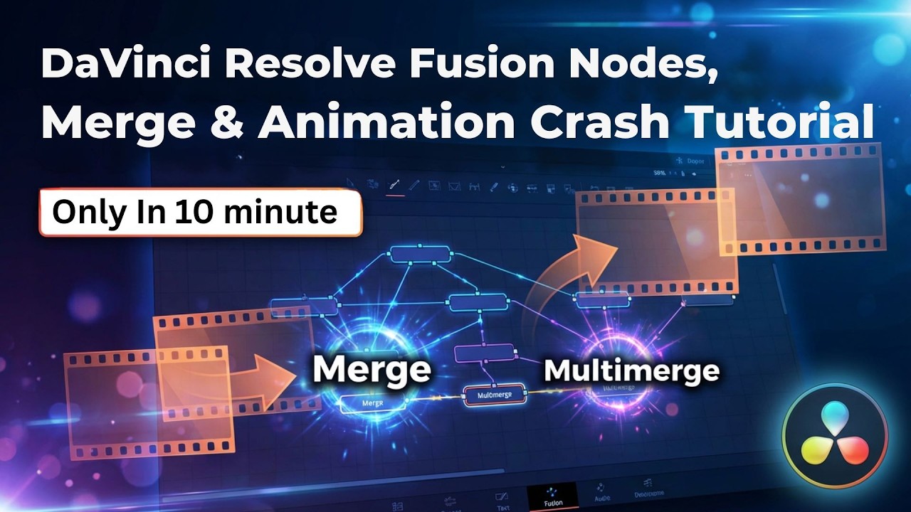 DaVinci  Resolve Fusion Nodes Tutorial for Beginners | Merge , Multimerge and Animation Explained