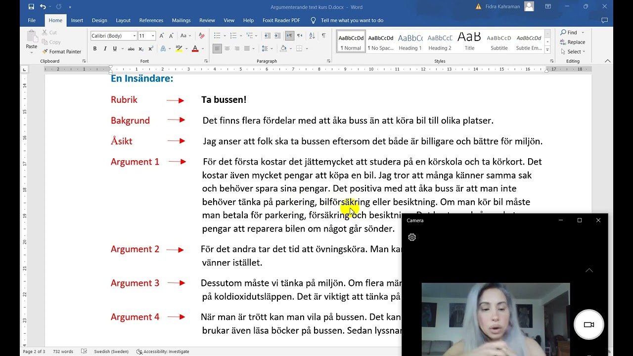 Sfi: Skriv en argumenterande text/insändare för kurs D, del 4