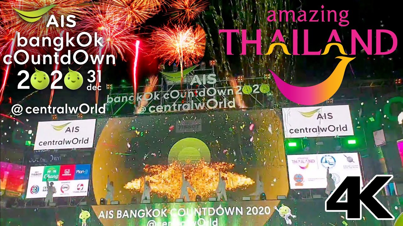 [4K] Happy New Year!!! AIS Bangkok Countdown 2020 at Central World, Bangkok, Thailand!