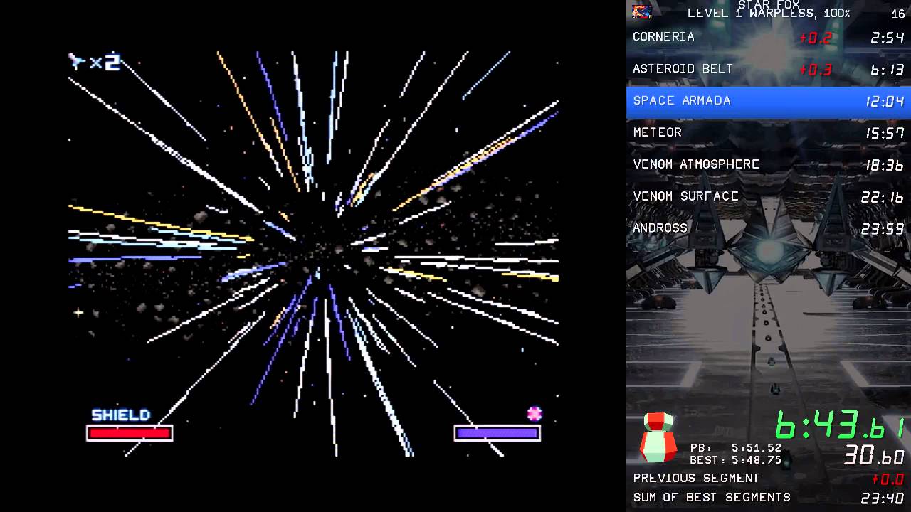 *PB* Star Fox Level 1 - 100% Warpless - 23m40s