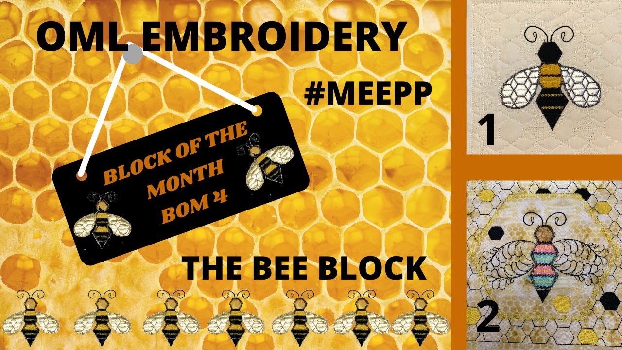 OML Embroidery live: Machine Embroidery English Paper Piecing:  BOM 4 Bee Quilt block