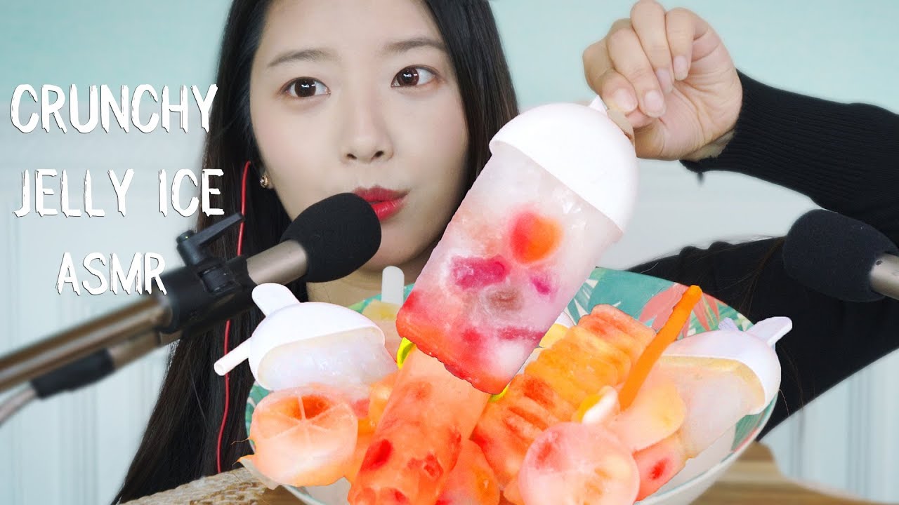 Crunchy Cider-jelly ice eating ASMR[suna asmr]mukbang