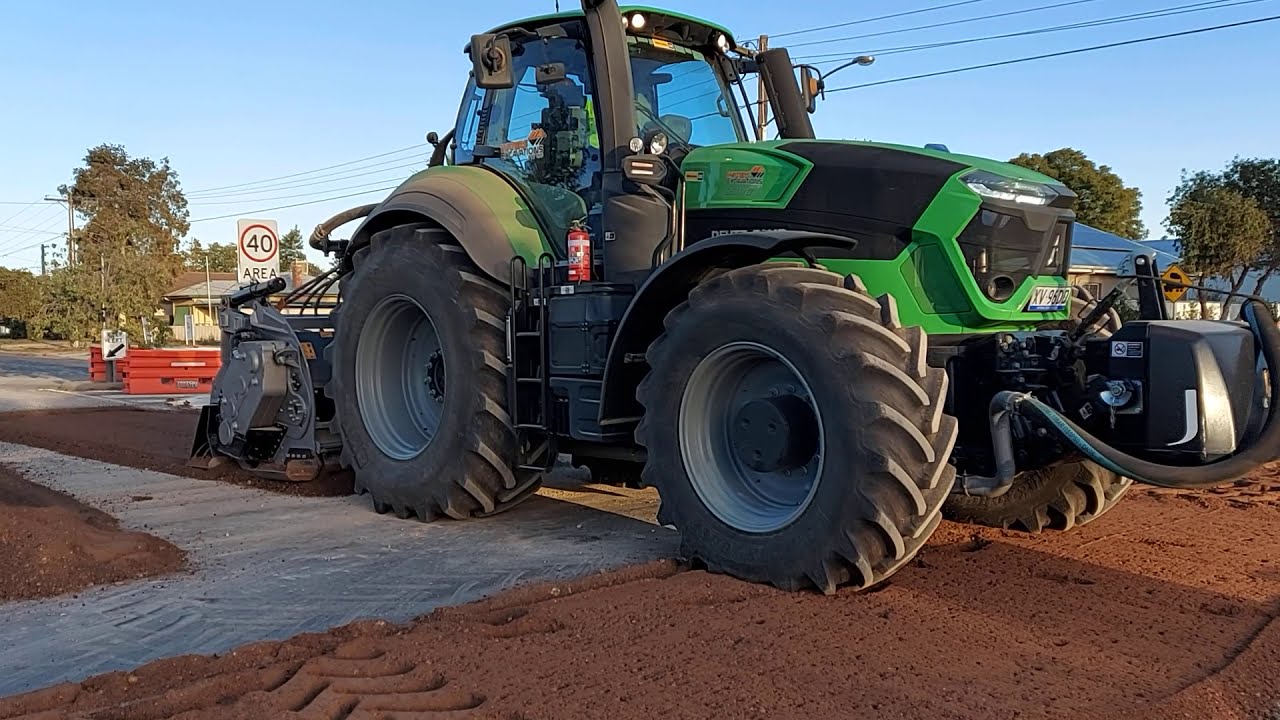 Deutz Tractor Crushing existing seal and Pavement with FAE MTH 225