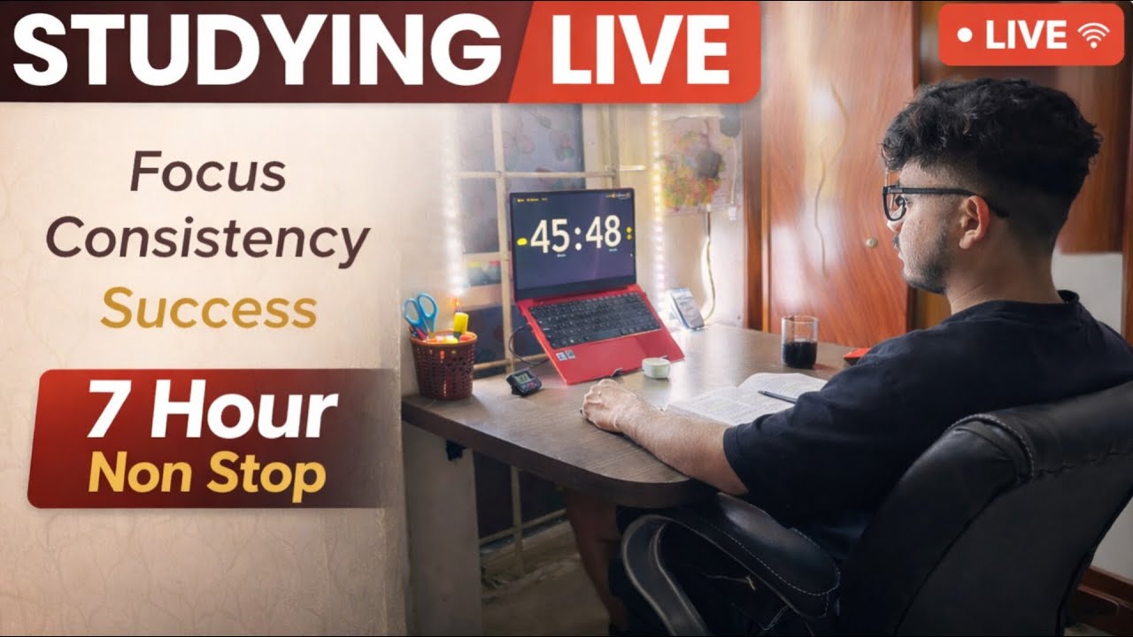 Study With Me LIVE 🔴 | 7 Hour Non Stop Study Session | Pomodoro 50/10 | UPSC SSC NEET JEE Motivation