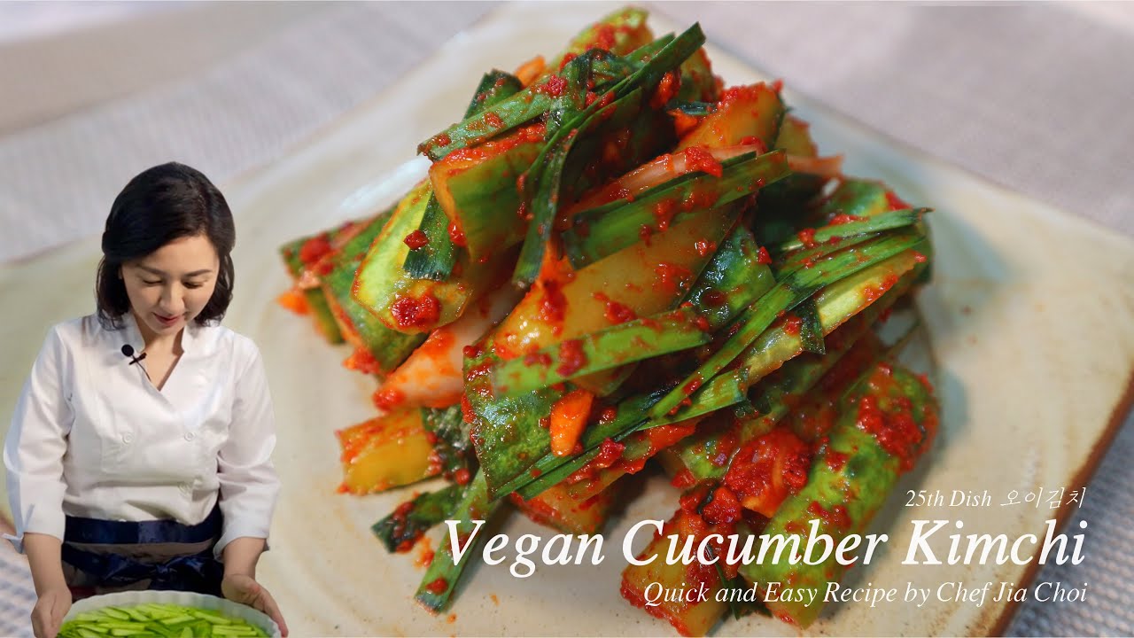 Sub-Eng,Esp l How to make Vegan Cucumber Kimchi l Quick & Easy Recipe by Chef Jia Choi