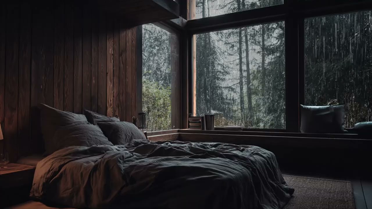 Deep Sleep Rain Sounds 🌧️ Heavy Rain in Mountain View Bedroom Tonight