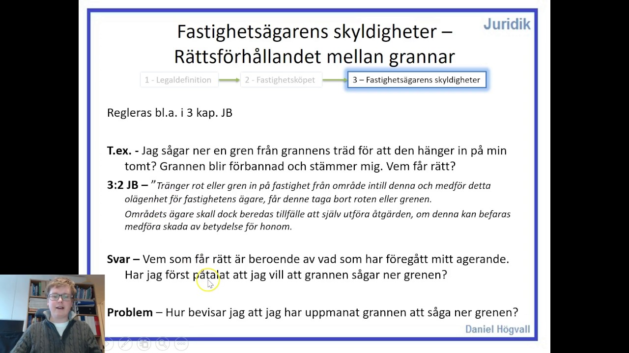 Fastighetsrätt - Del 5.2 - Fastighetsägarens skyldigheter - Rättsförhållandet mellan grannar