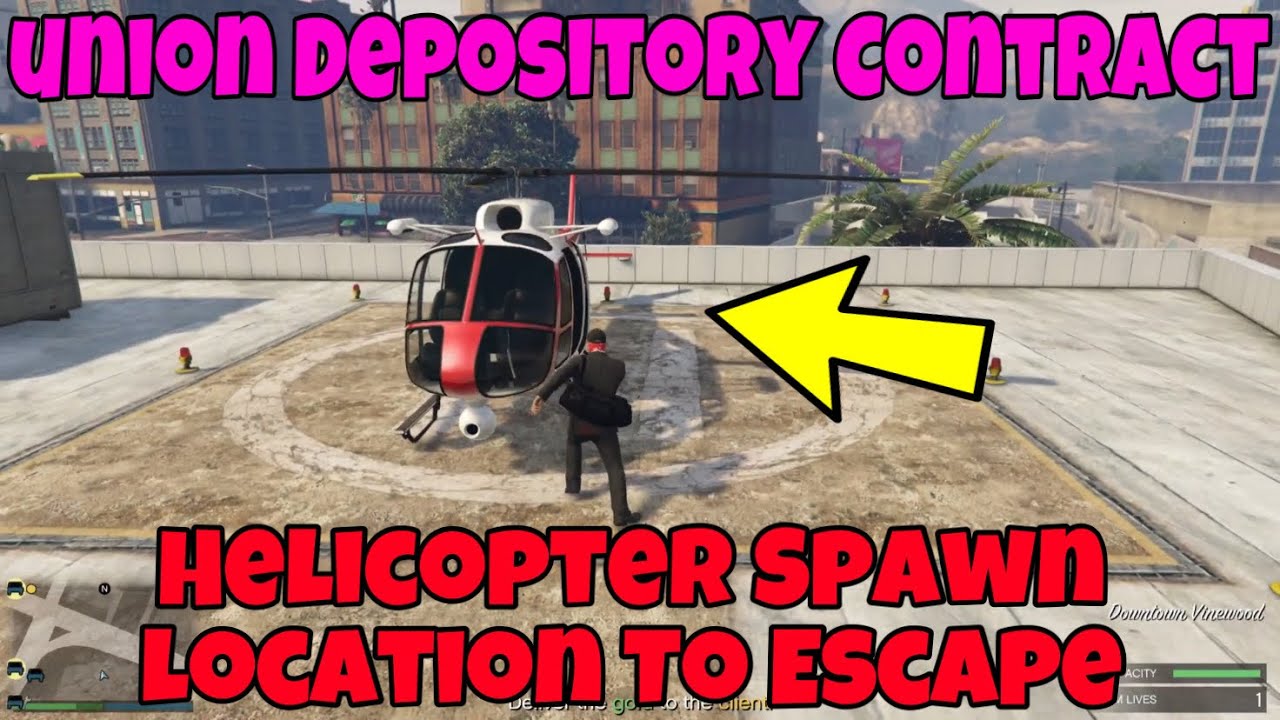 Helicopter Spawn Location- Union Depositery HEIST Gta 5 Glitch