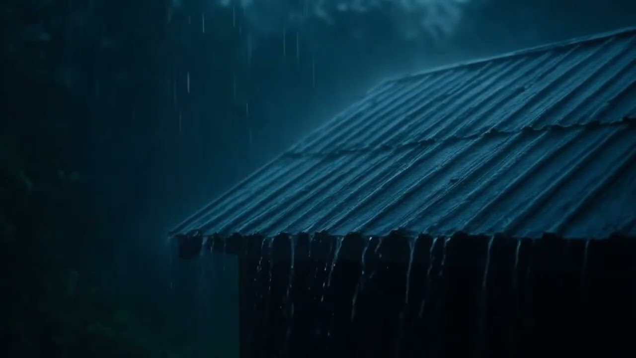 Nighttime Rain on the Roof | Fall Asleep to Heavy Rain Sounds 24/7