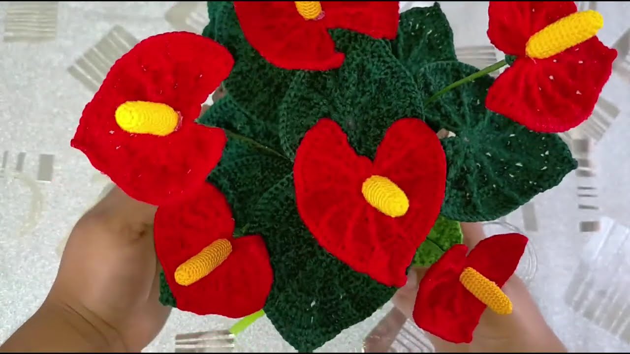crochet Anthurium leaf step by step || how to crochet anthuriun flower leaf || crochet anthurium