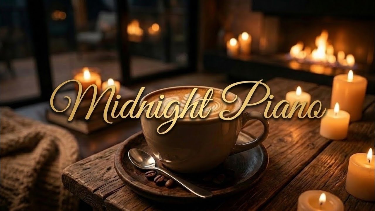 Midnight Piano & Cozy Fireplace | Relaxing Night Music