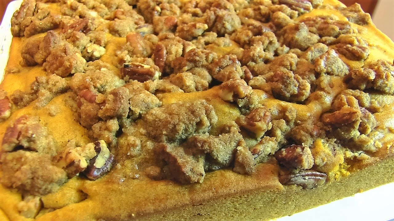 Betty's Pumpkin Coffee Cake with Buttery Pecan Streusel, by Brigitte Nguyen