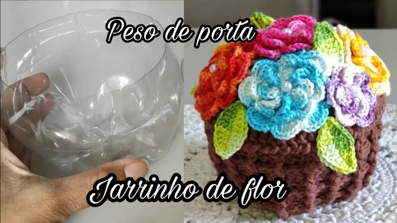 🌼 Peso de porta Jarrinho de flor com garrafa pet