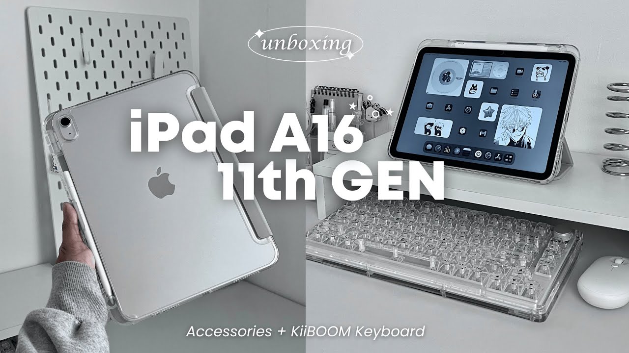 iPad 11th gen unboxing 2025 (A16) silver ★ accessories, apple pencil USB-C, aesthetic customization