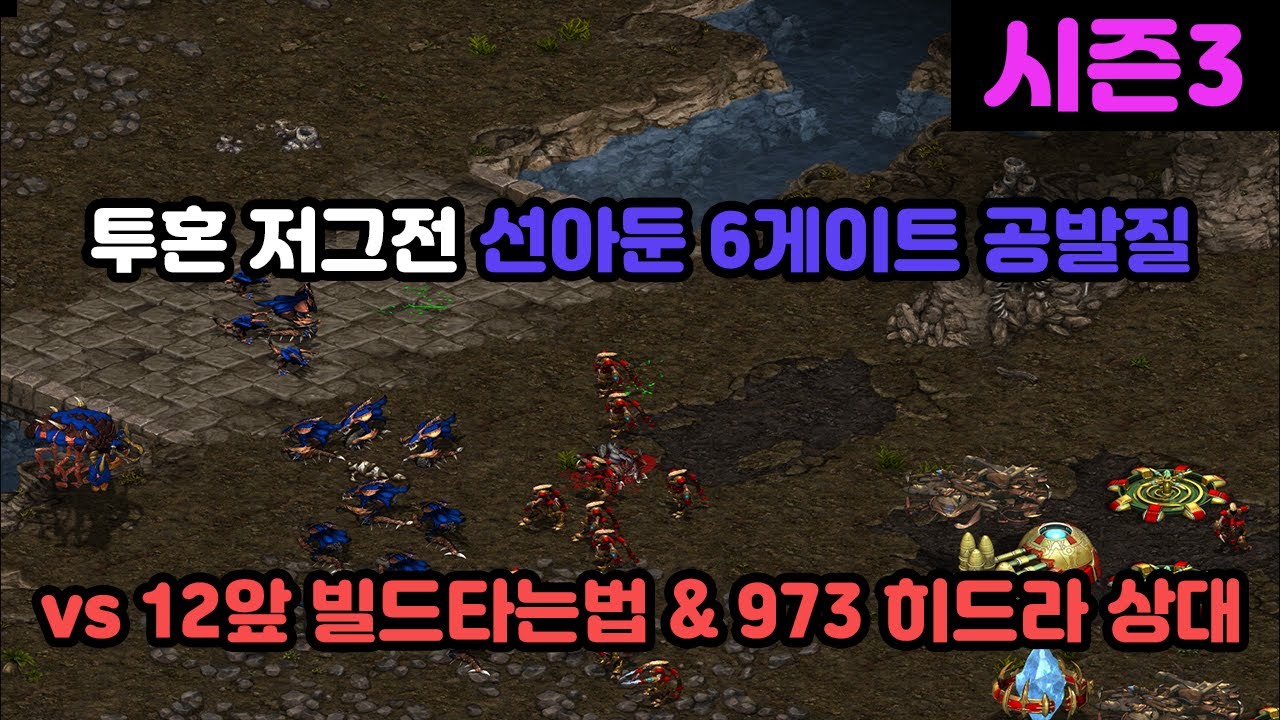 [파도의 개인화면] 투혼 저그전 포지더블 선아둔 6게이트 공발질 vs 12앞 973