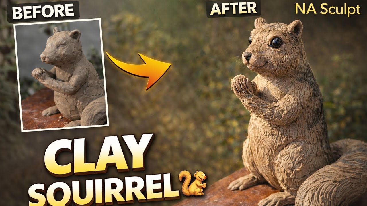 “Clay Gilhari Sculpture 🐿️ | Amazing Handmade Squirrel🐿️ Art Step by Step!” Full DIY Tutorial” 🤔
