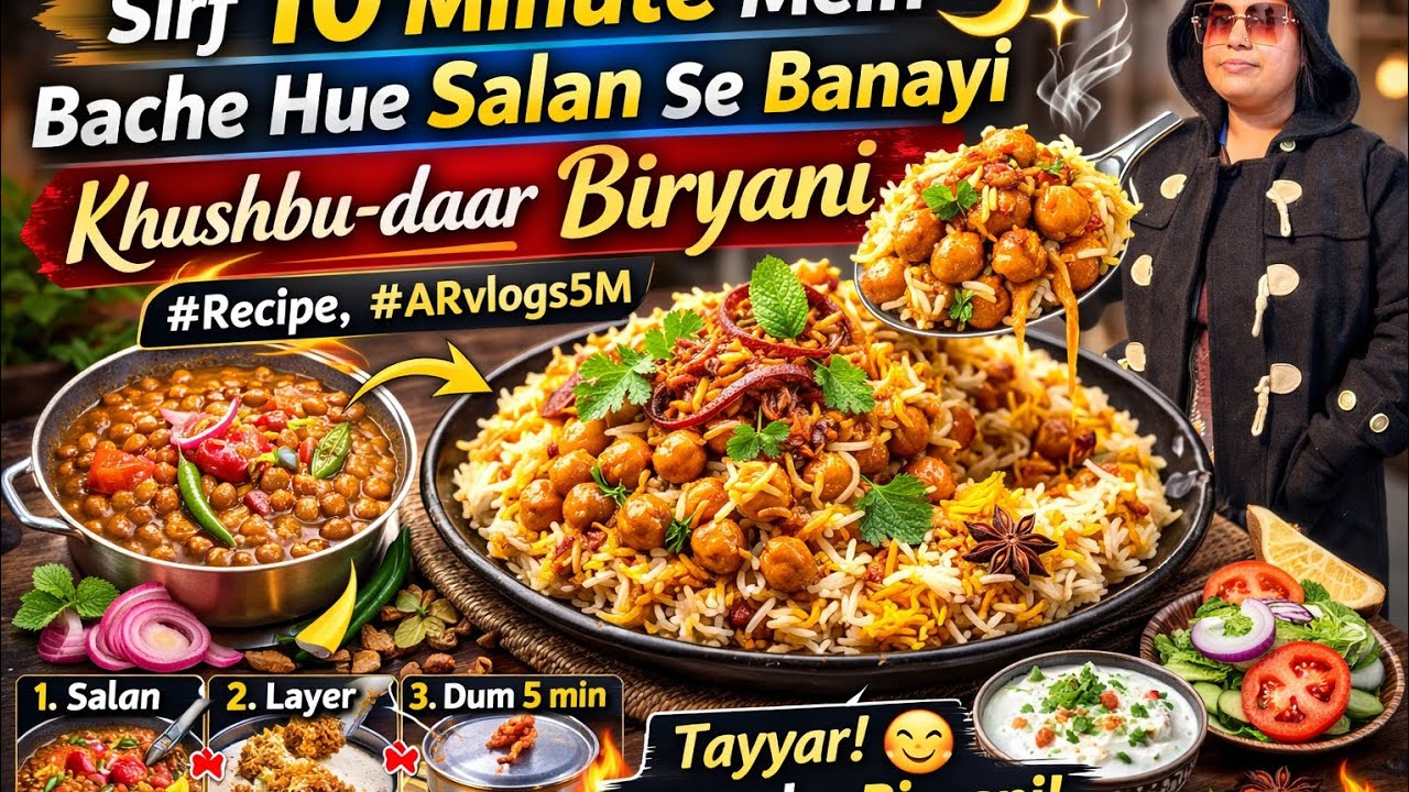 saport Sirf 10 Minute Mein Bache Hue Salan Se Banayi Khushbu-daar Biryani 🌙 #Recipe #ARvlogs5M