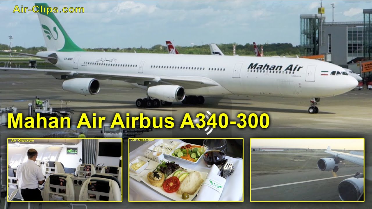 Mahan Air Airbus A340-300 FANTASTIC Business Class Düsseldorf-Tehran  [AirClips full flight series]