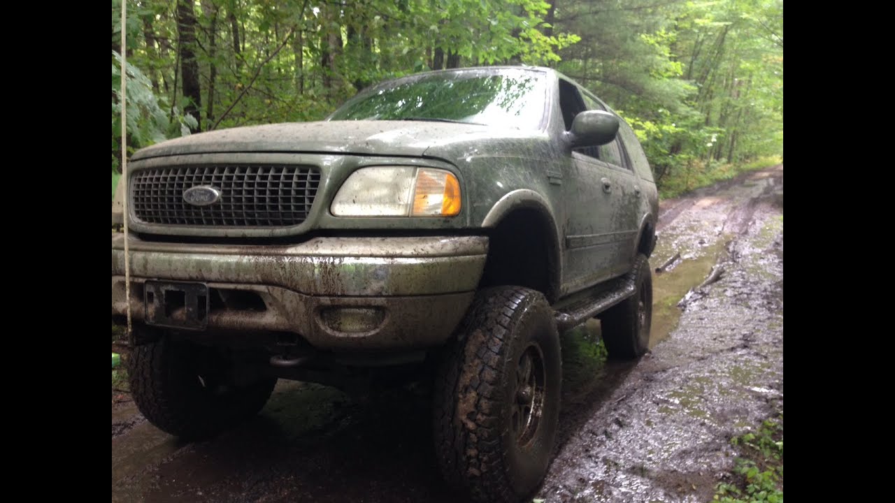 Lifted Expedition Dash cam muddy trail