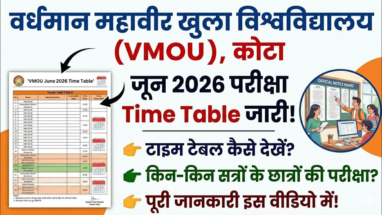 VMOU KOTA Exam June 2026 Time Table Jaari | Time Table Kaise dekhe | Exam 10 July Se