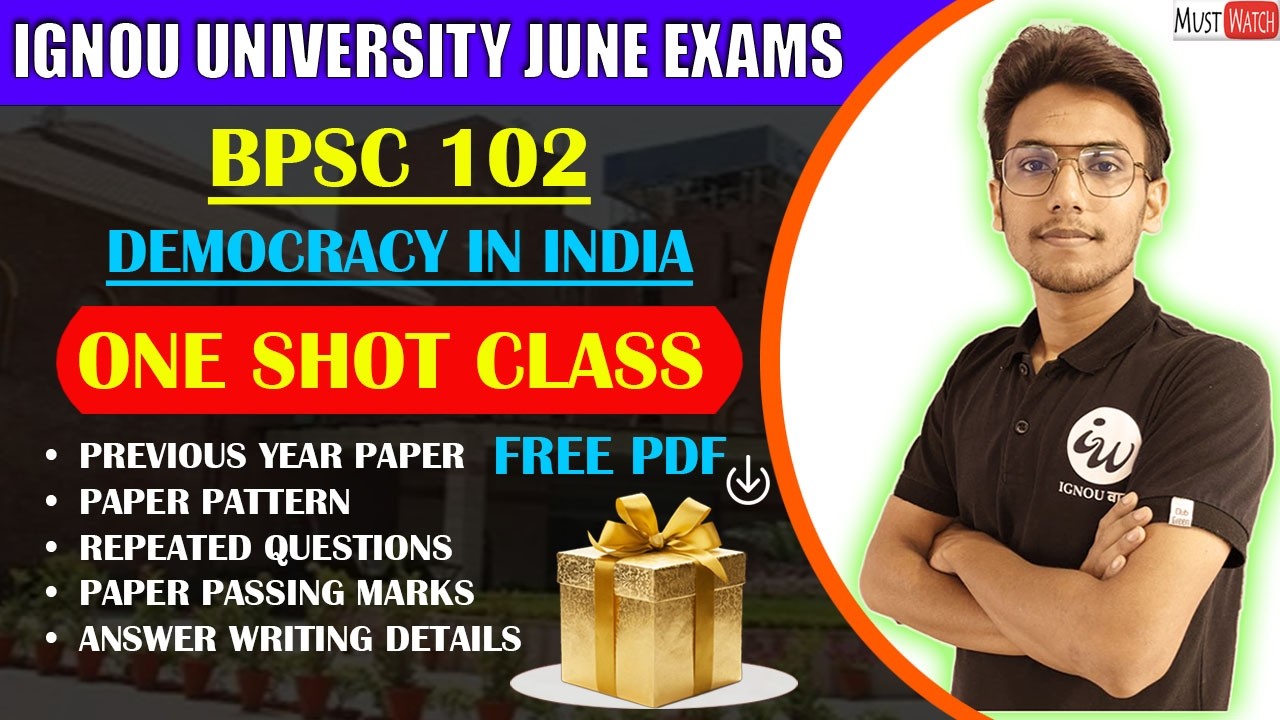 #142 BPSC 102 || DEMOCRACY IN INDIA-ENG || IMPORTANT QUESTIONS | IGNOU WALAY