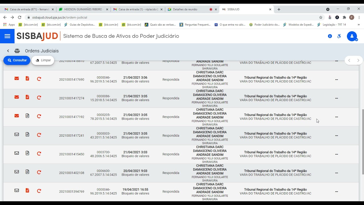 SISBAJUD - Consultar bloqueios