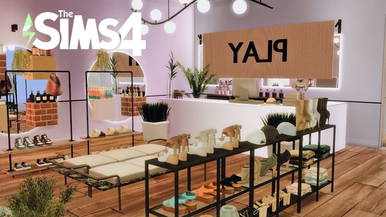 CLOTHES & RECORD STORE W/ TINY APARTMENT | CC+ | ASMR Speedbuild | The Sims 4