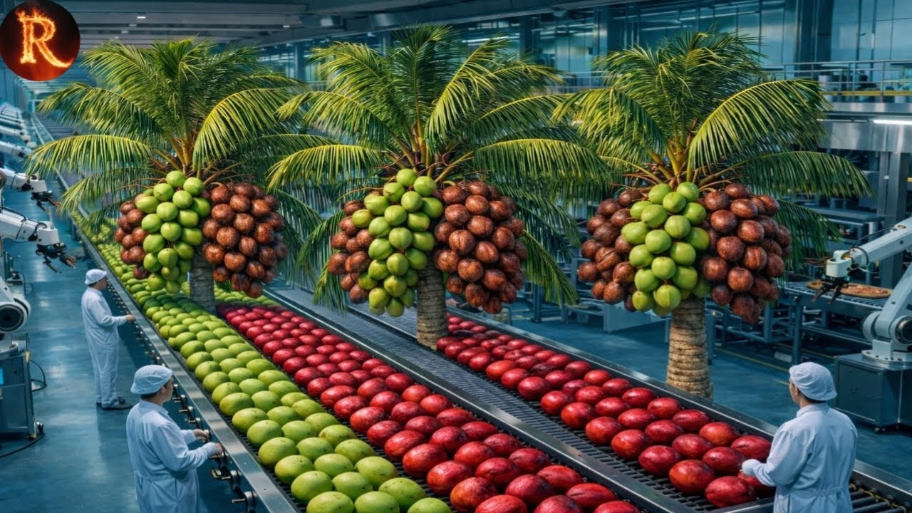 Inside a High-Tech Coconut Factory: Coconut Water Production & Coir Rope Making Process