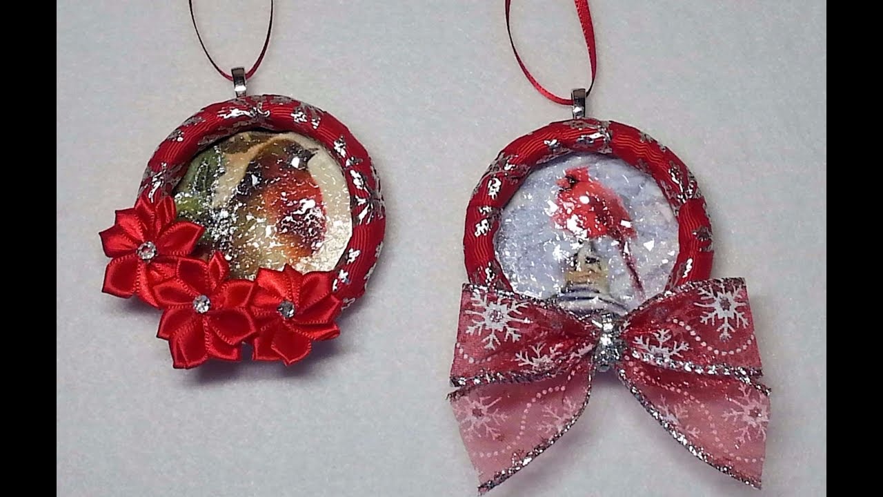 DIY~Beautiful Wrapped Ribbon Christmas Card Wreath Ornaments!